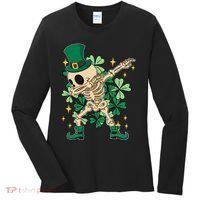 Dabbing Irish Skeleton Clover St Patricks Day Women's Long Sleeve Shirt thumb 0