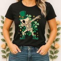Dabbing Irish Skeleton Clover St Patricks Day Women's T-Shirt thumb 2