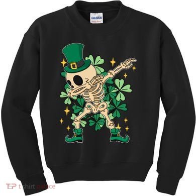 Dabbing Irish Skeleton Clover St Patricks Day Kids Sweatshirt