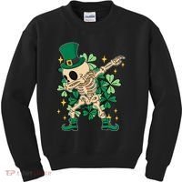 Dabbing Irish Skeleton Clover St Patricks Day Kids Sweatshirt thumb 0