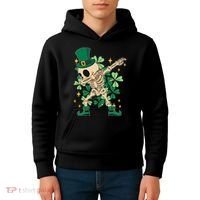 Dabbing Irish Skeleton Clover St Patricks Day Kids Hoodie thumb 4
