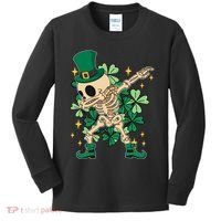Dabbing Irish Skeleton Clover St Patricks Day Kids Long Sleeve Shirt thumb 0