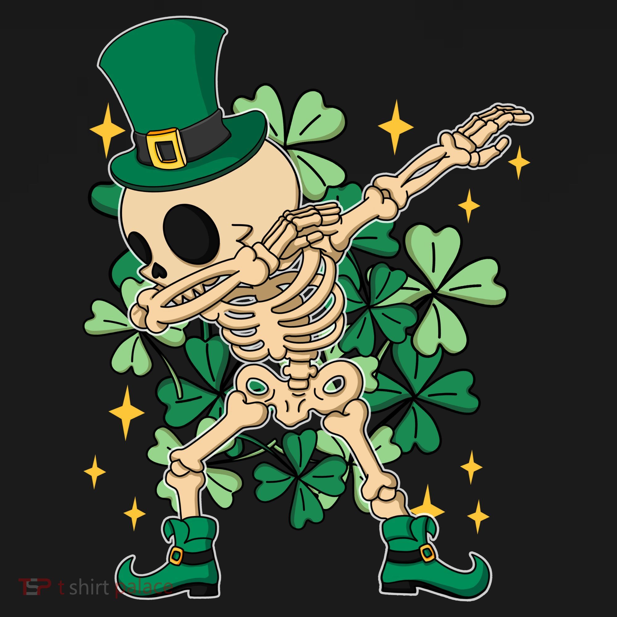 Dabbing Irish Skeleton Clover St Patricks Day Kids Long Sleeve Shirt