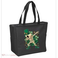 Dabbing Irish Skeleton Clover St Patricks Day Tote Bag thumb 2