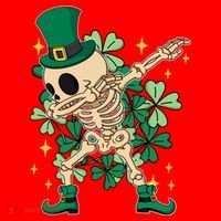 Dabbing Irish Skeleton Clover St Patricks Day Santa Hat thumb 1
