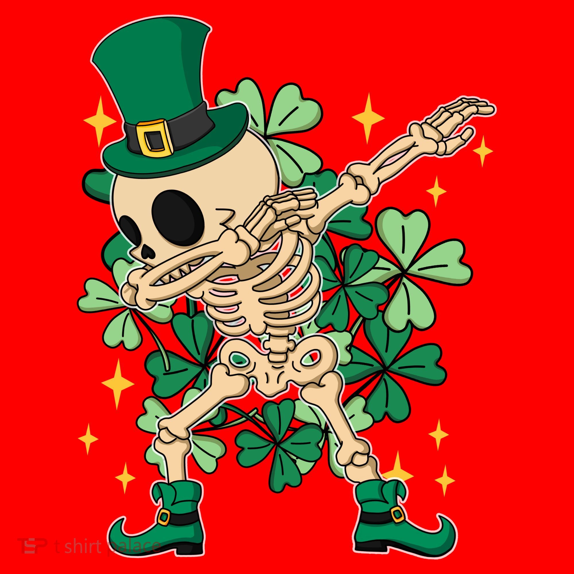 Dabbing Irish Skeleton Clover St Patricks Day Santa Hat