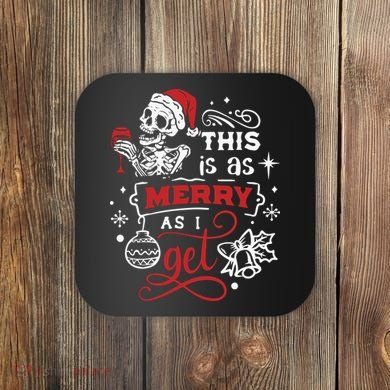 Dead Inside Skeleton Christmas Dancing Skeleton Christmas Coaster