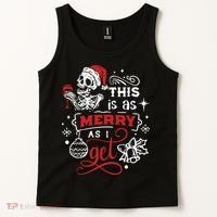 Dead Inside Skeleton Christmas Dancing Skeleton Christmas Tank Top thumb 2
