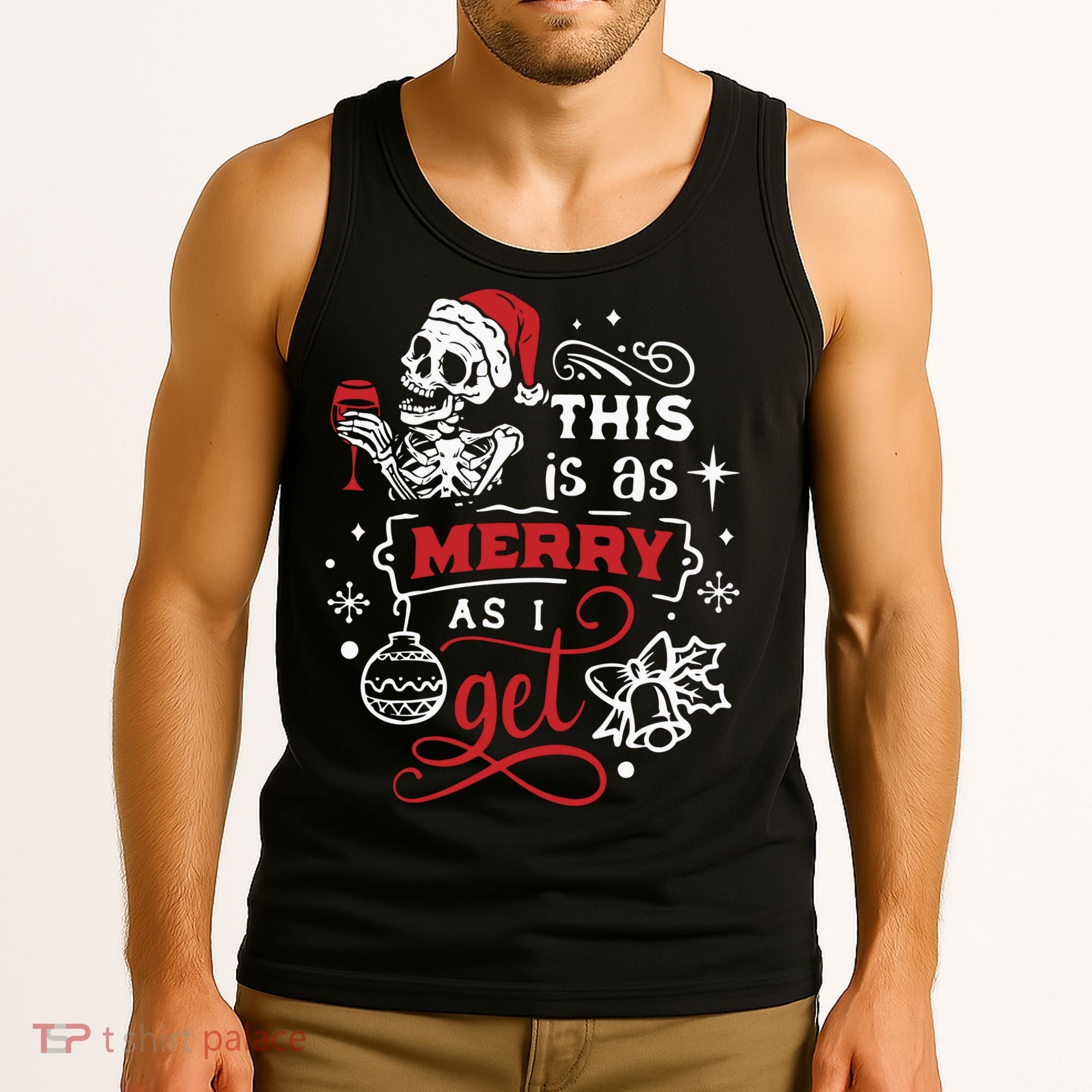 Dead Inside Skeleton Christmas Dancing Skeleton Christmas Tank Top