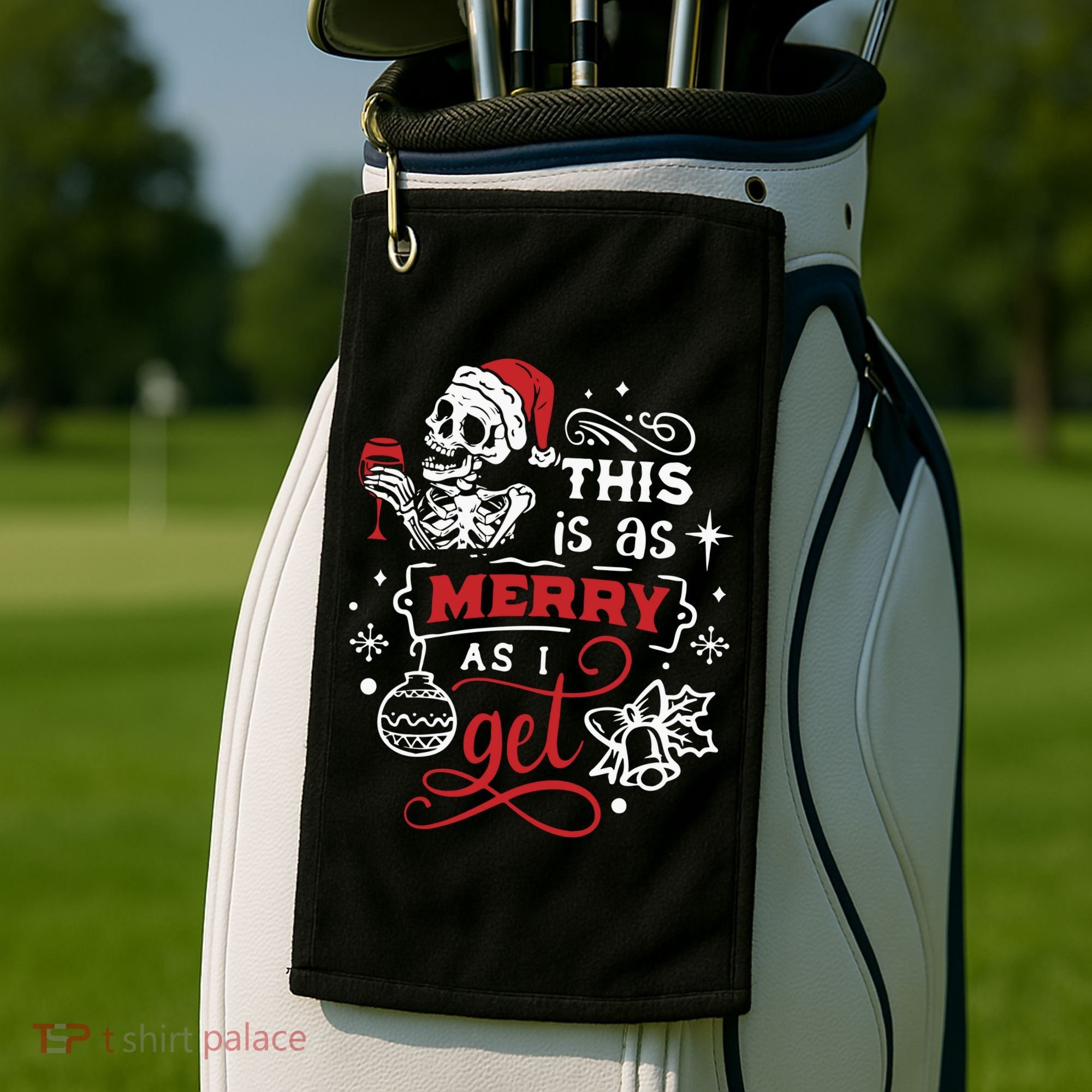 Dead Inside Skeleton Christmas Dancing Skeleton Christmas Golf Towel