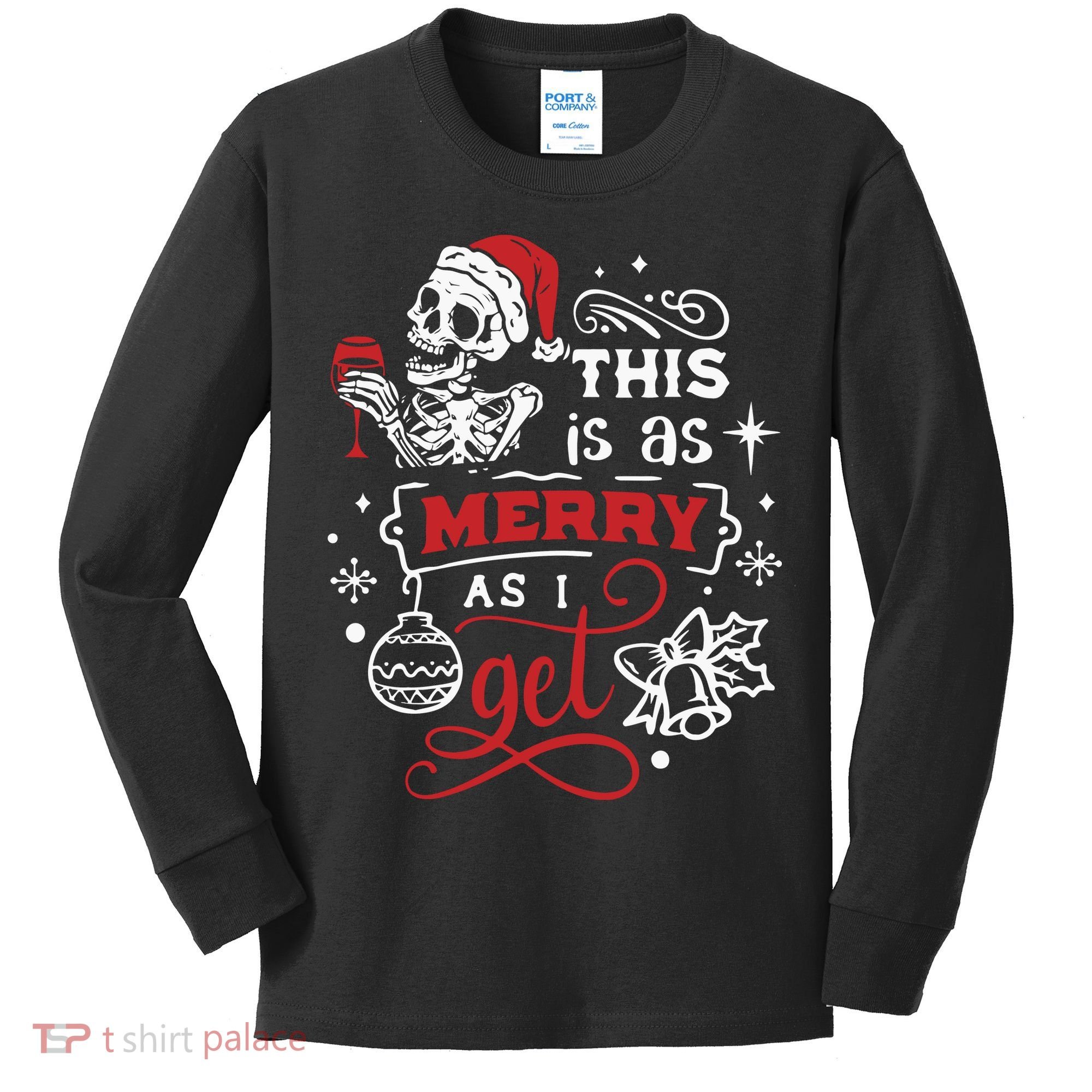 Dead Inside Skeleton Christmas Dancing Skeleton Christmas Kids Long Sleeve Shirt