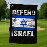 Defend Israel Support Israel I Stand With Israel Israel Flag Golf Towel thumb 1