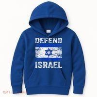 Defend Israel Support Israel I Stand With Israel Israel Flag Kids Hoodie thumb 0