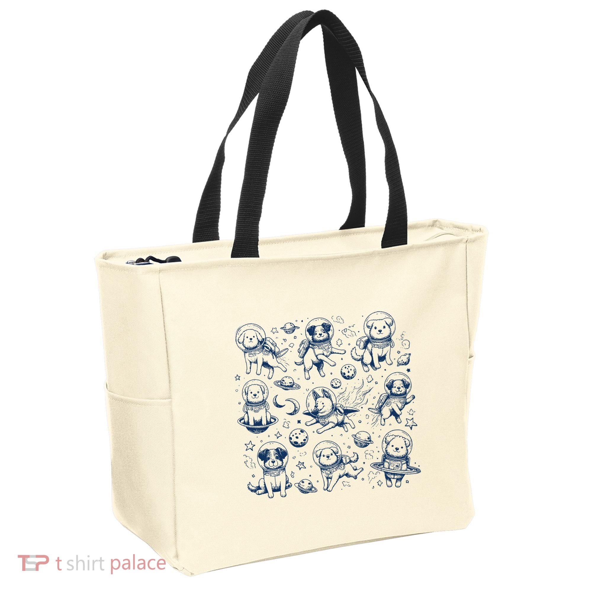 Dogs In Space Retro Dog Moon 90s Tote Bag