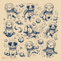 Dogs In Space Retro Dog Moon 90s Tote Bag thumb 4
