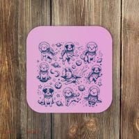 Dogs In Space Retro Dog Moon 90s Coaster thumb 0