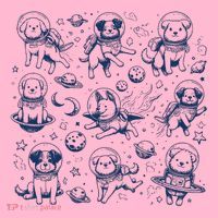 Dogs In Space Retro Dog Moon 90s Coaster thumb 2