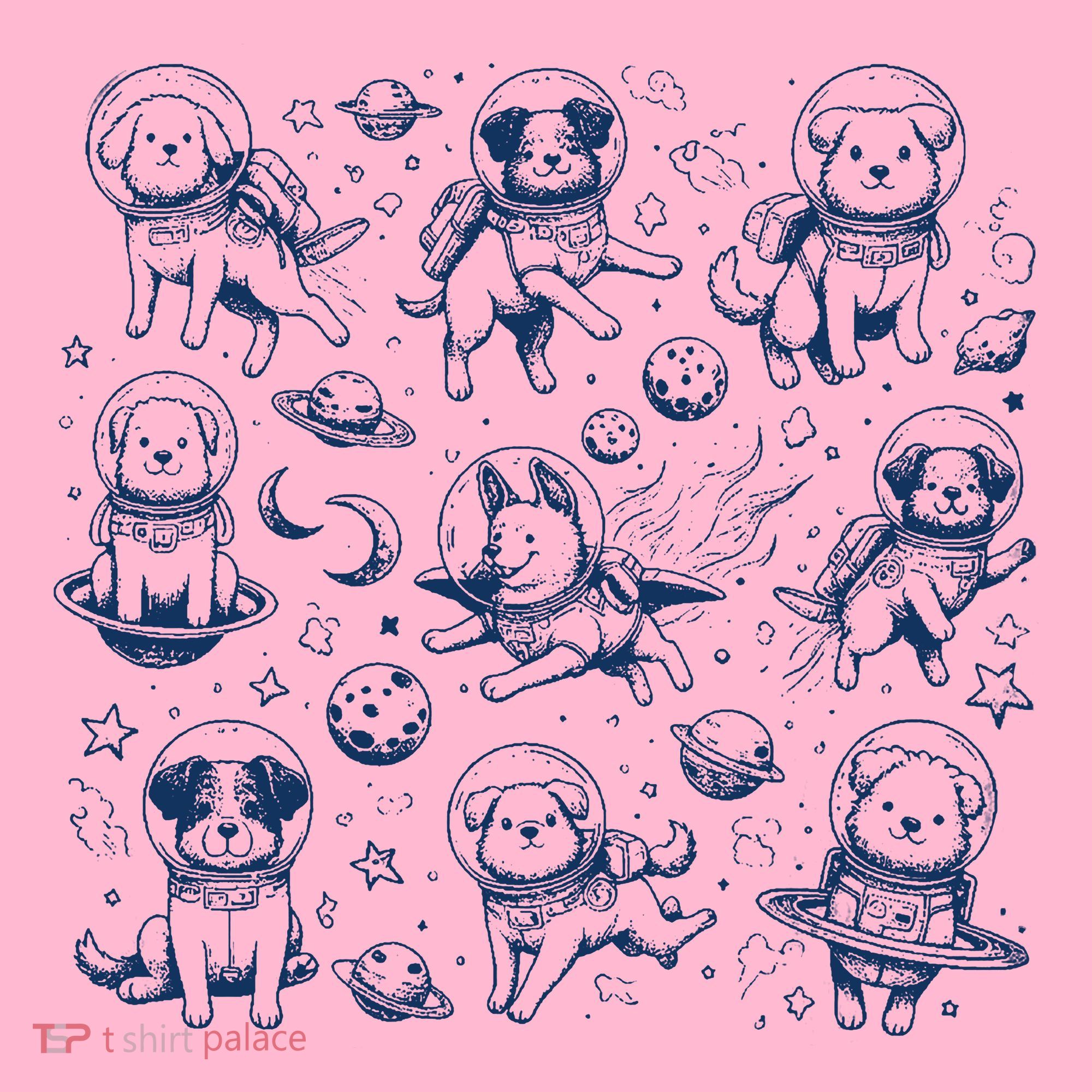 Dogs In Space Retro Dog Moon 90s Coaster