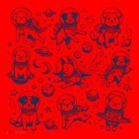 Dogs In Space Retro Dog Moon 90s Santa Hat thumb 1