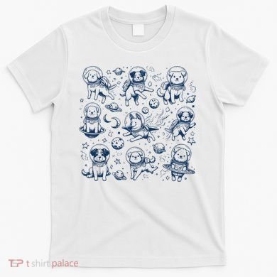 Dogs In Space Retro Dog Moon 90s T-Shirt