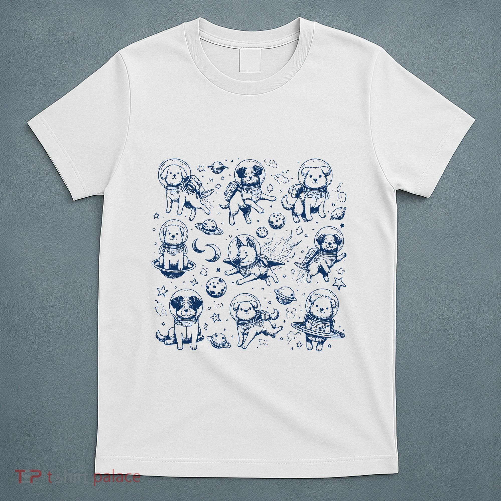Dogs In Space Retro Dog Moon 90s T-Shirt