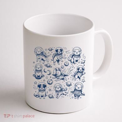 Dogs In Space Retro Dog Moon 90s Coffee Mug back