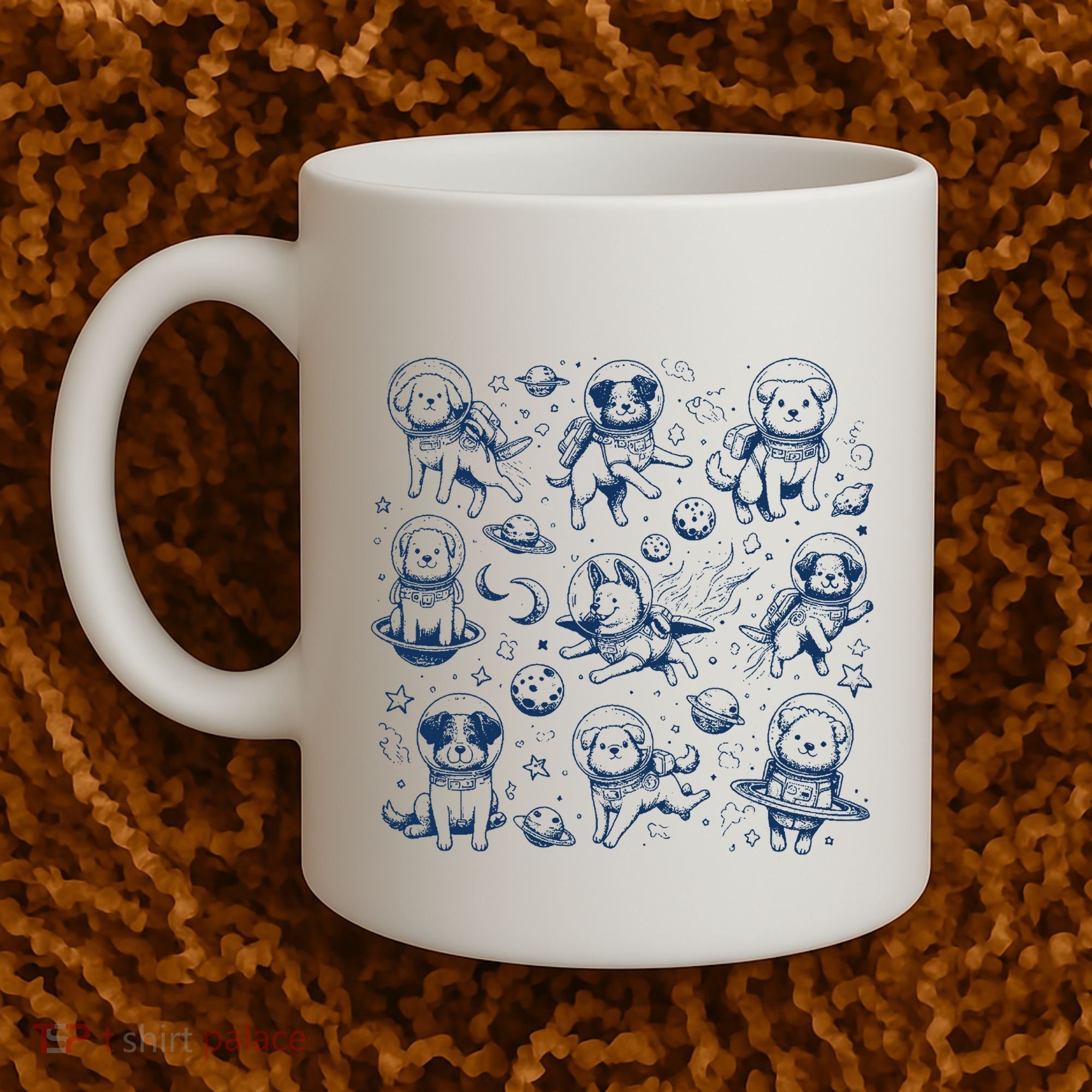 Dogs In Space Retro Dog Moon 90s Coffee Mug