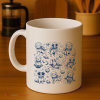 Dogs In Space Retro Dog Moon 90s Coffee Mug thumb 4