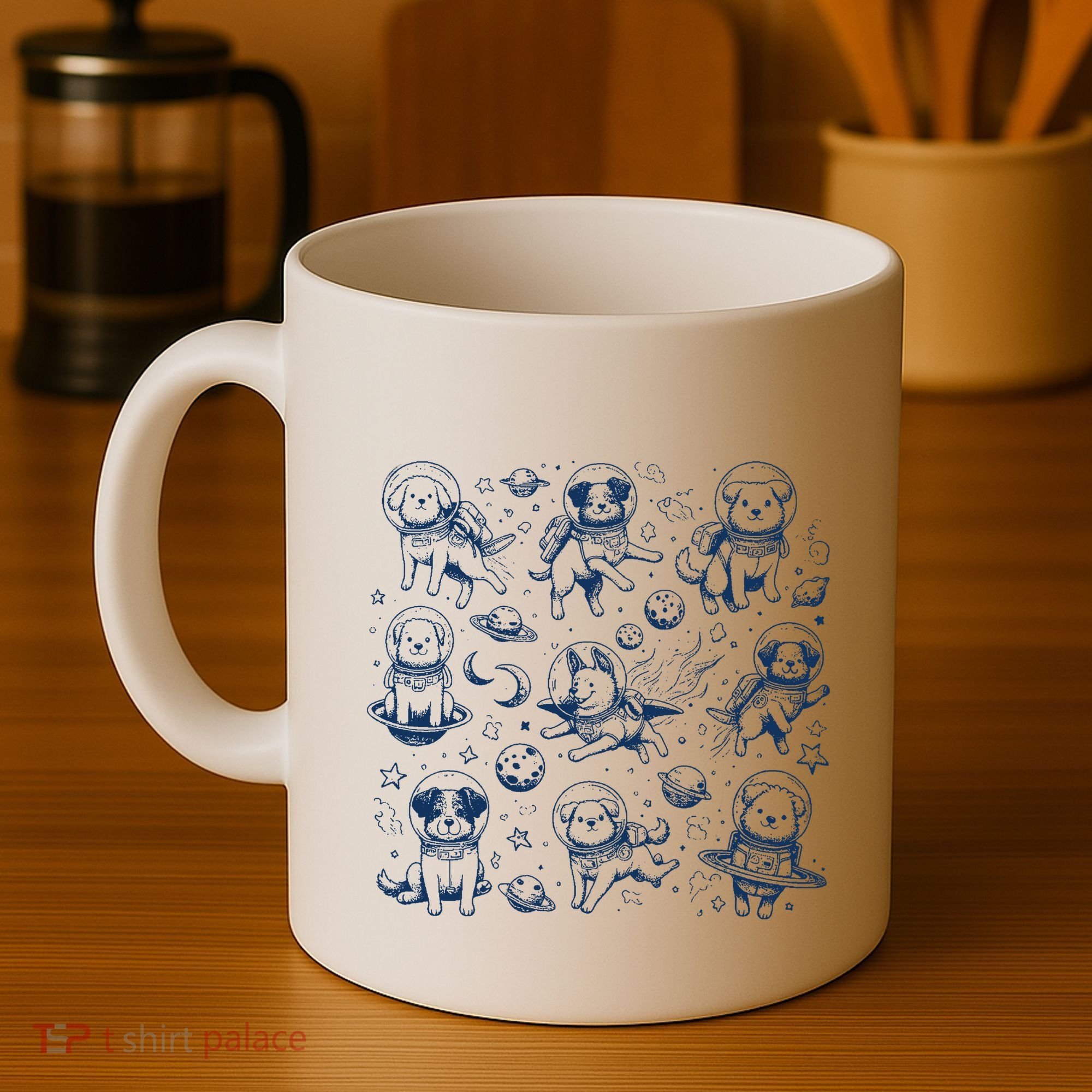 Dogs In Space Retro Dog Moon 90s Coffee Mug