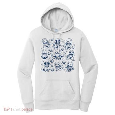 Dogs In Space Retro Dog Moon 90s Women's Hoodie