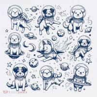 Dogs In Space Retro Dog Moon 90s Mousepad thumb 1