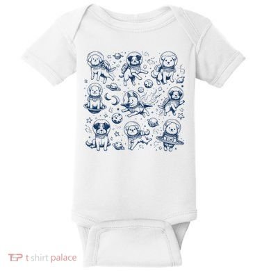 Dogs In Space Retro Dog Moon 90s Baby Bodysuit