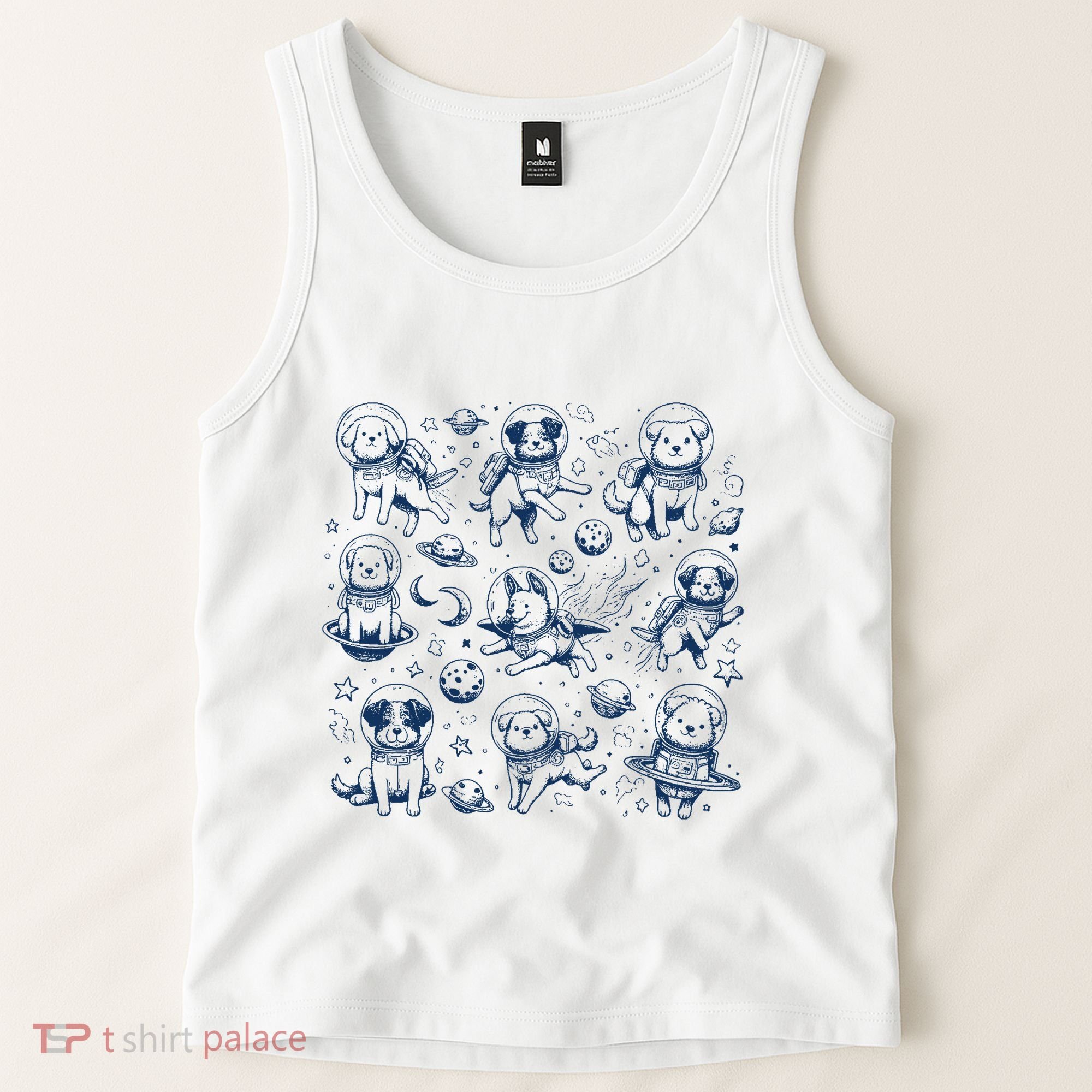 Dogs In Space Retro Dog Moon 90s Tank Top