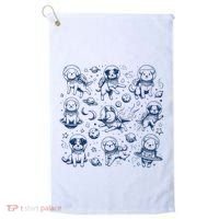 Dogs In Space Retro Dog Moon 90s Golf Towel thumb 0
