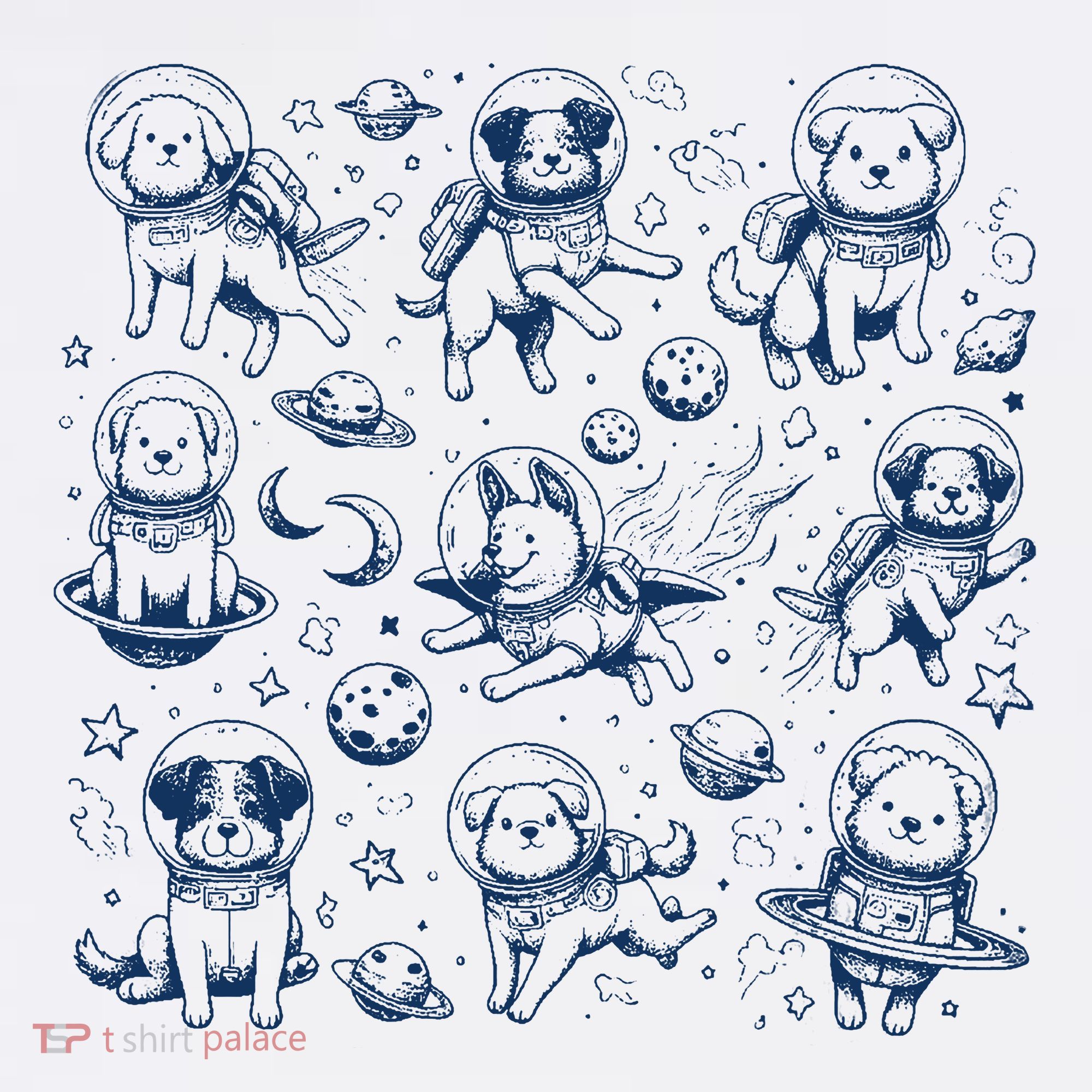 Dogs In Space Retro Dog Moon 90s Toddler T-Shirt