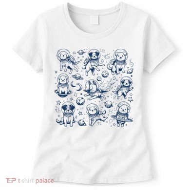 Dogs In Space Retro Dog Moon 90s Women's T-Shirt