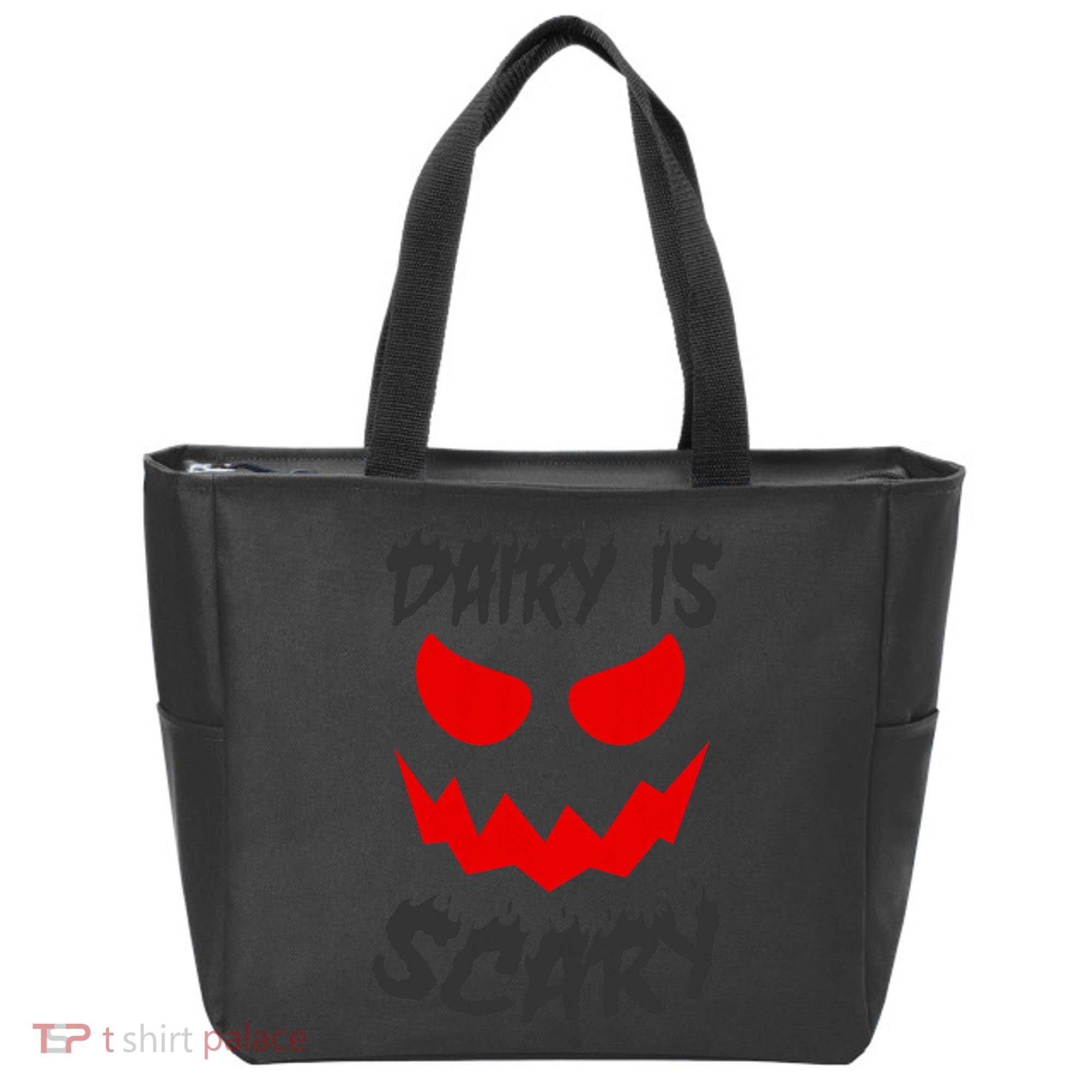 Dairy Is Scary Halloween Scary Face Horror Tote Bag