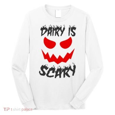 Dairy Is Scary Halloween Scary Face Horror Long Sleeve Shirt
