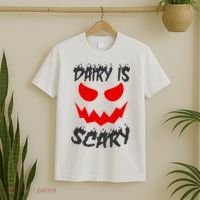 Dairy Is Scary Halloween Scary Face Horror T-Shirt thumb 2