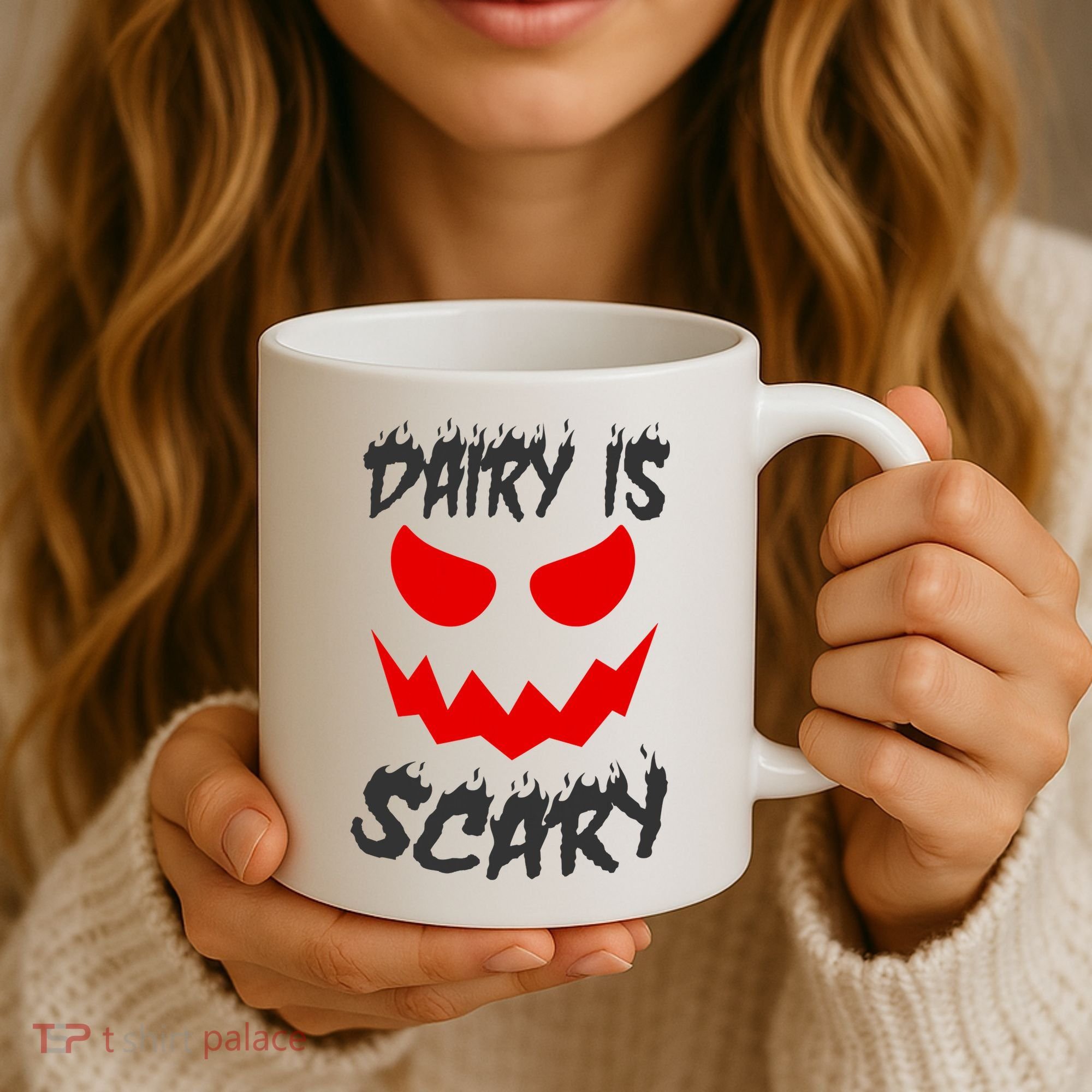 Dairy Is Scary Halloween Scary Face Horror Coffee Mug