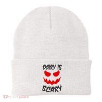 Dairy Is Scary Halloween Scary Face Horror Beanie thumb 0