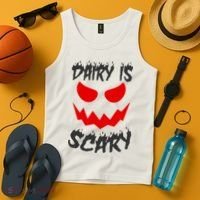 Dairy Is Scary Halloween Scary Face Horror Tank Top thumb 4