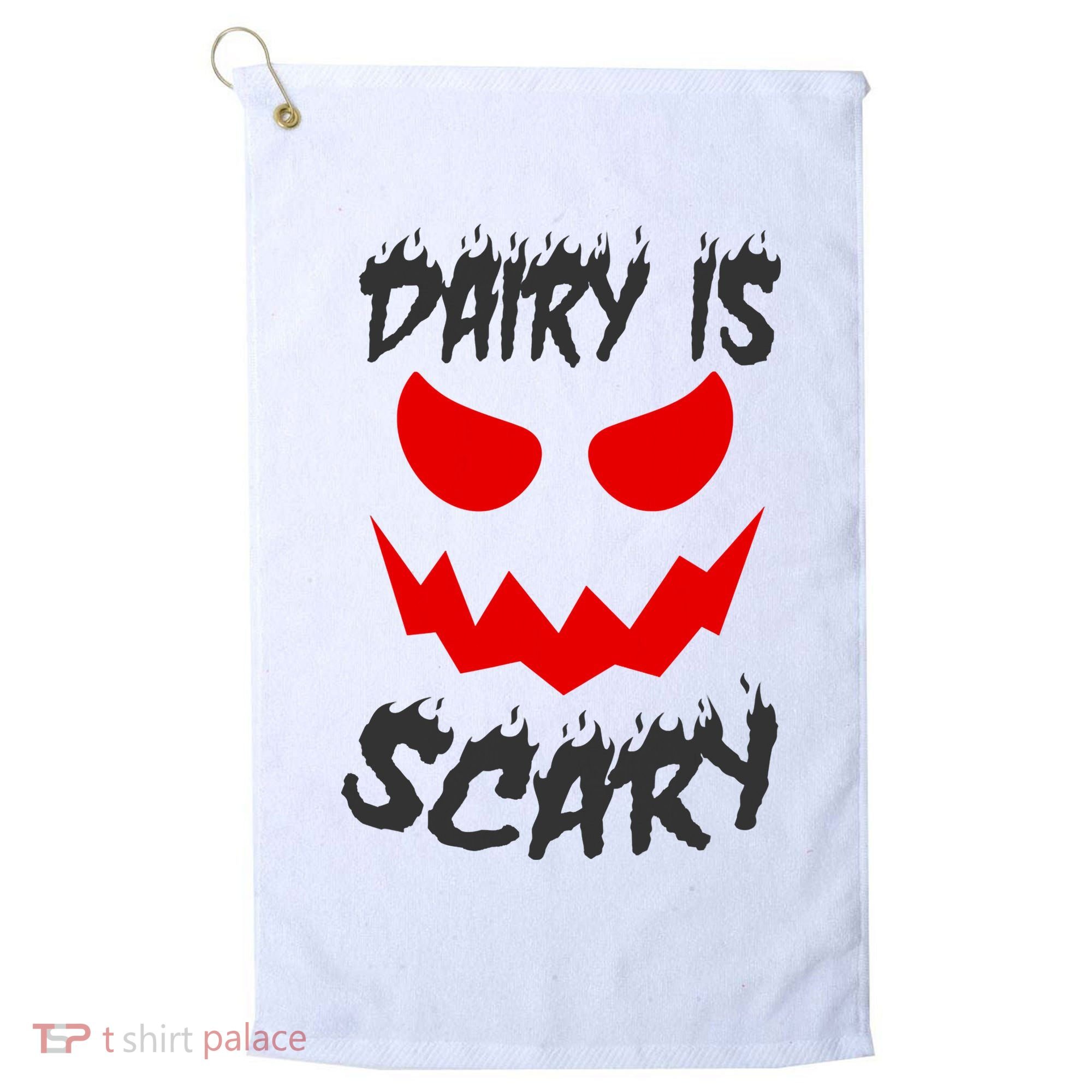Dairy Is Scary Halloween Scary Face Horror Golf Towel