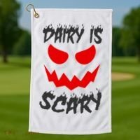 Dairy Is Scary Halloween Scary Face Horror Golf Towel thumb 1