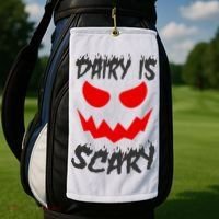 Dairy Is Scary Halloween Scary Face Horror Golf Towel thumb 2