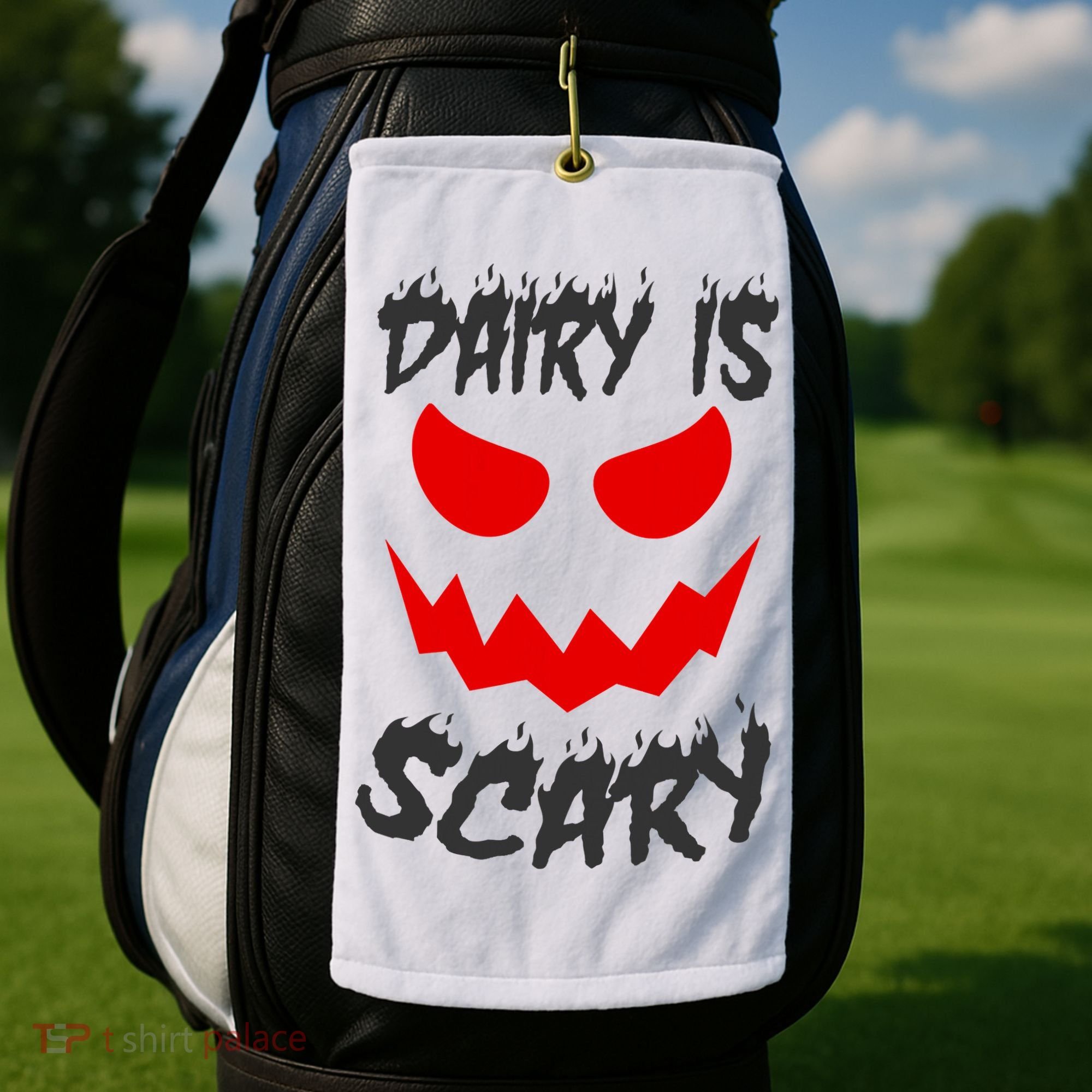 Dairy Is Scary Halloween Scary Face Horror Golf Towel