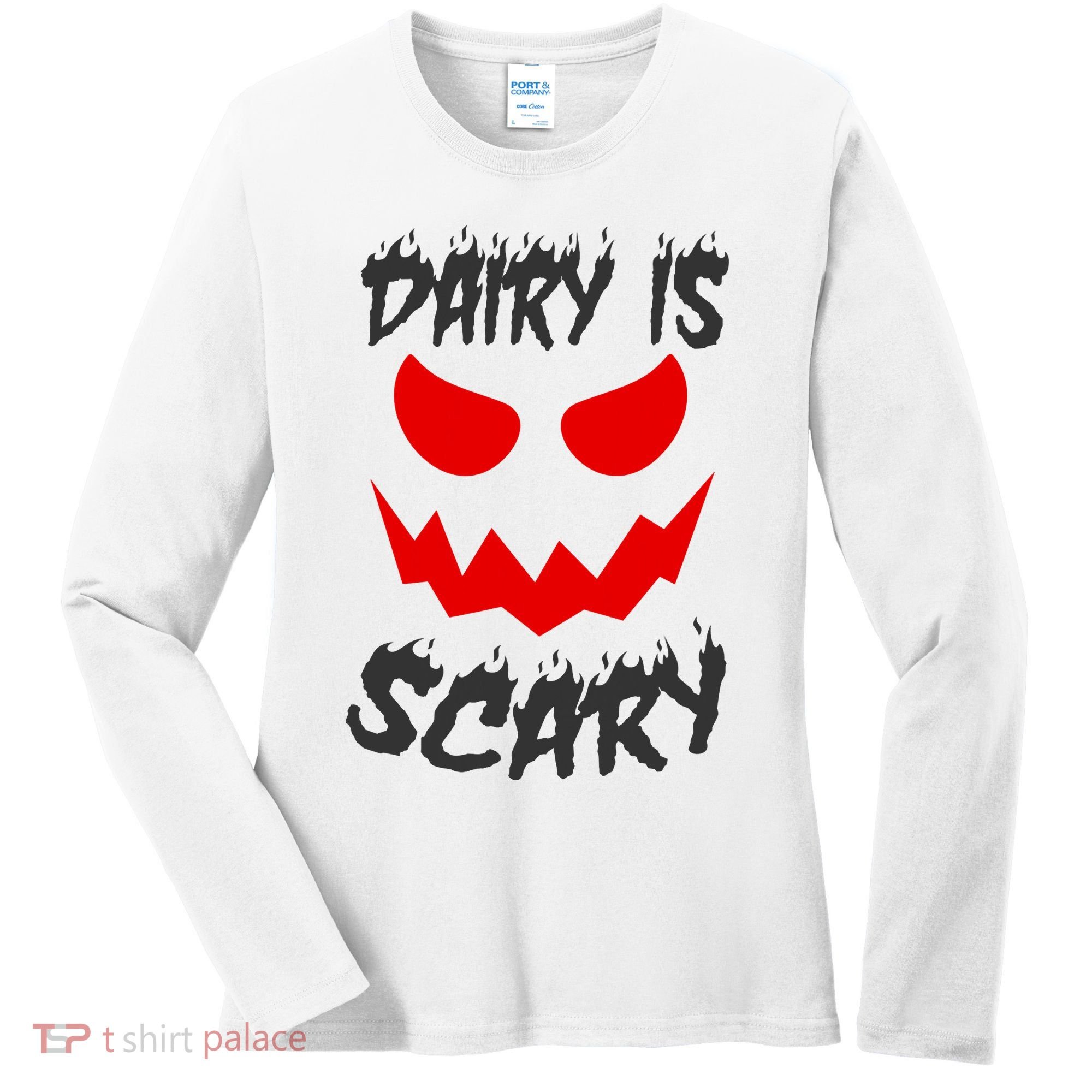 Dairy Is Scary Halloween Scary Face Horror Women's Long Sleeve Shirt