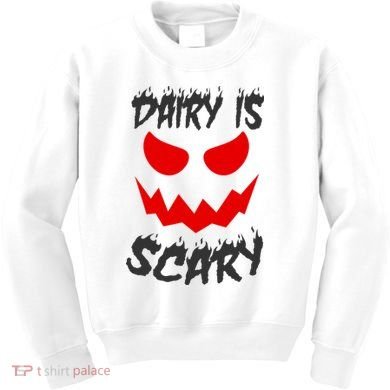 Dairy Is Scary Halloween Scary Face Horror Kids Sweatshirt
