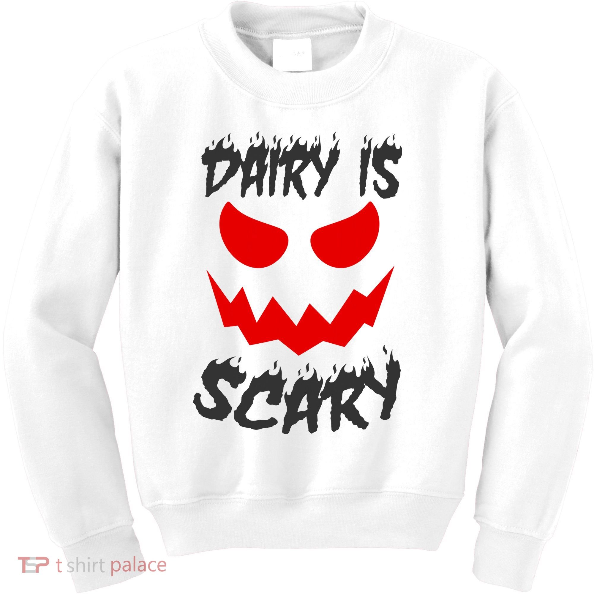 Dairy Is Scary Halloween Scary Face Horror Kids Sweatshirt