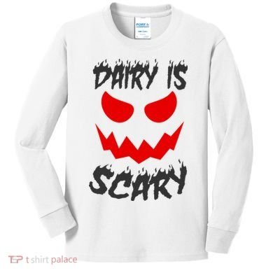 Dairy Is Scary Halloween Scary Face Horror Kids Long Sleeve Shirt